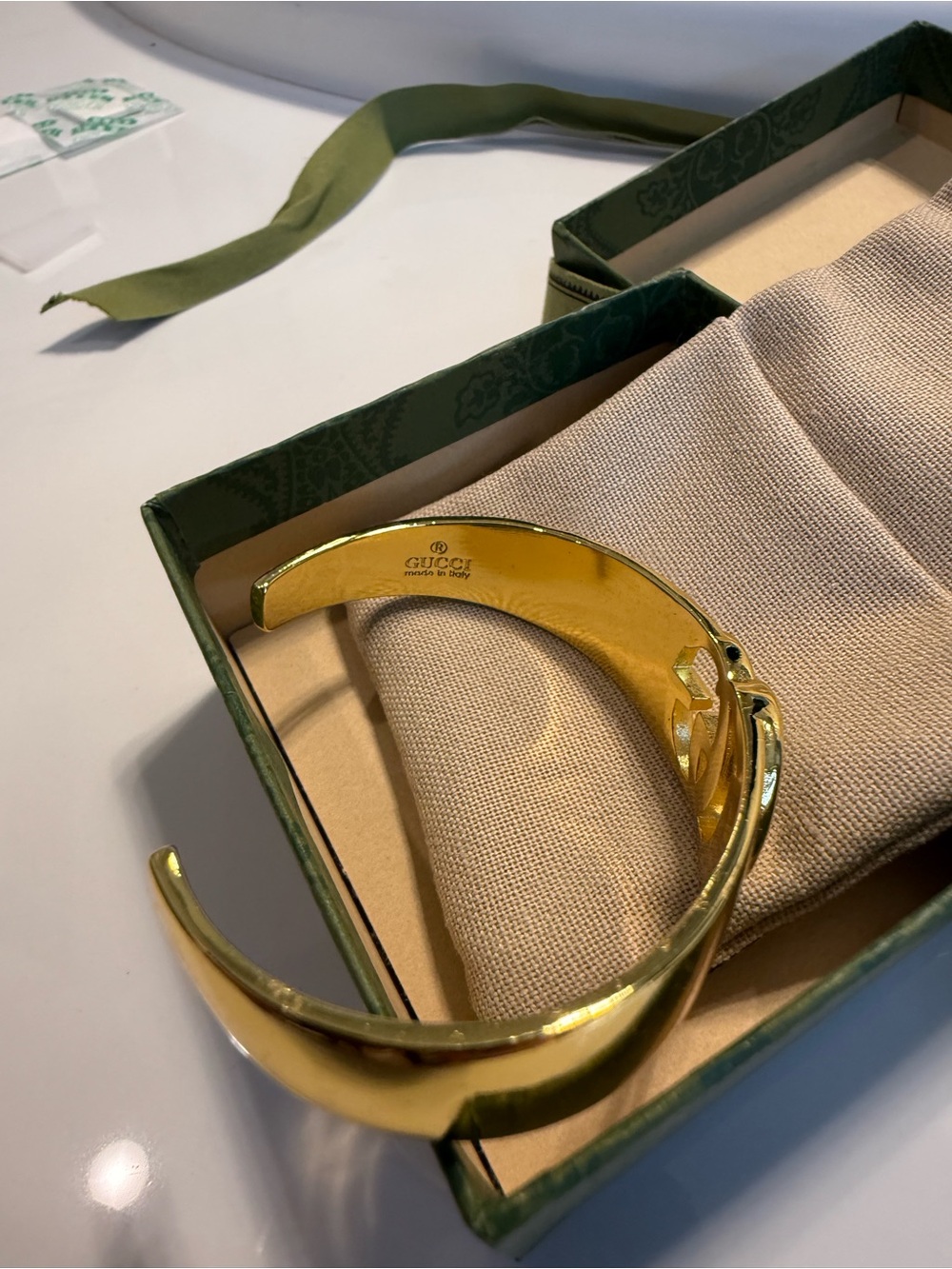 Gucci Shiny Gold Double G Open Cuff Bracelet - Picture 3 of 6